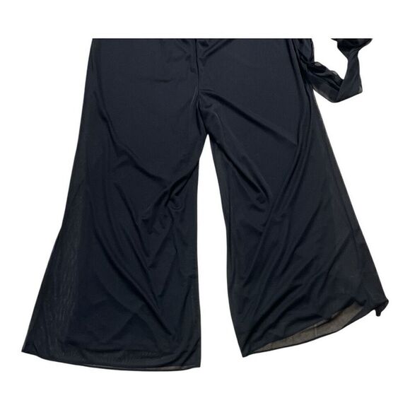 The Pyramid Collection Black Palazzo Pants Women Plus IX Wide Leg Flare Belted - Picture 8 of 11